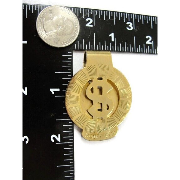 Vintage Circle Dollar Sign Money Clip Men Wallet ID Credit Card Holder - Picture 6 of 8